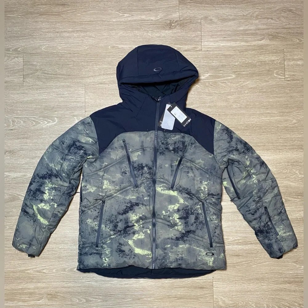 Men Size 2XL Oakley TC Ryykinn Ski & Snowboard Oxidation Print Green Jacket *NEW